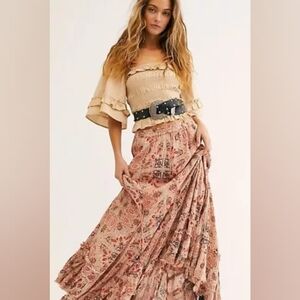 Free People Cypress Printed Ruffle Skirt Size medium